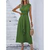 2026 Summer Women's Solid Color Elegant Lace-up Long Dress