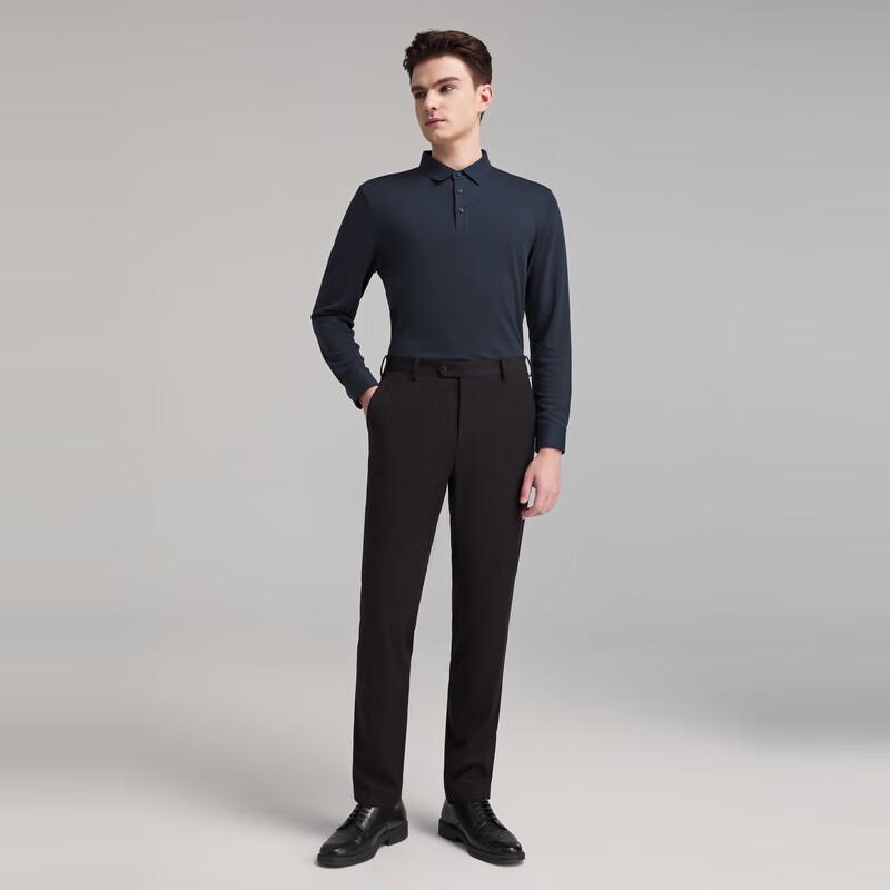 YOUNGOR Men s Washable Wool Long-Sleeve Polo Shirt M