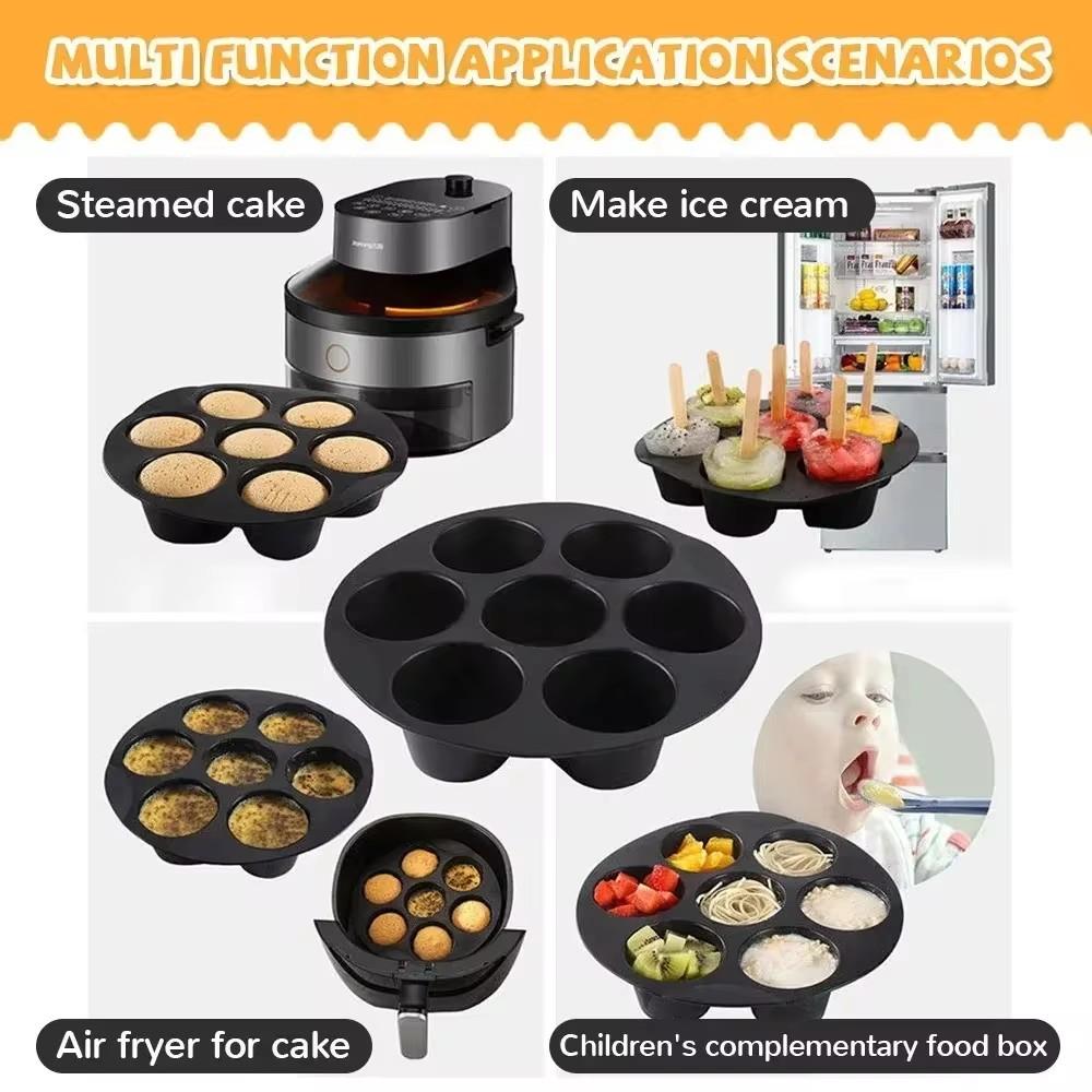 Silicone 7 Holes Cake Mold Home Party Baking Utensils Diy Cylindrical Mold Air Fryer Accessories Baking Tools Cake Molds