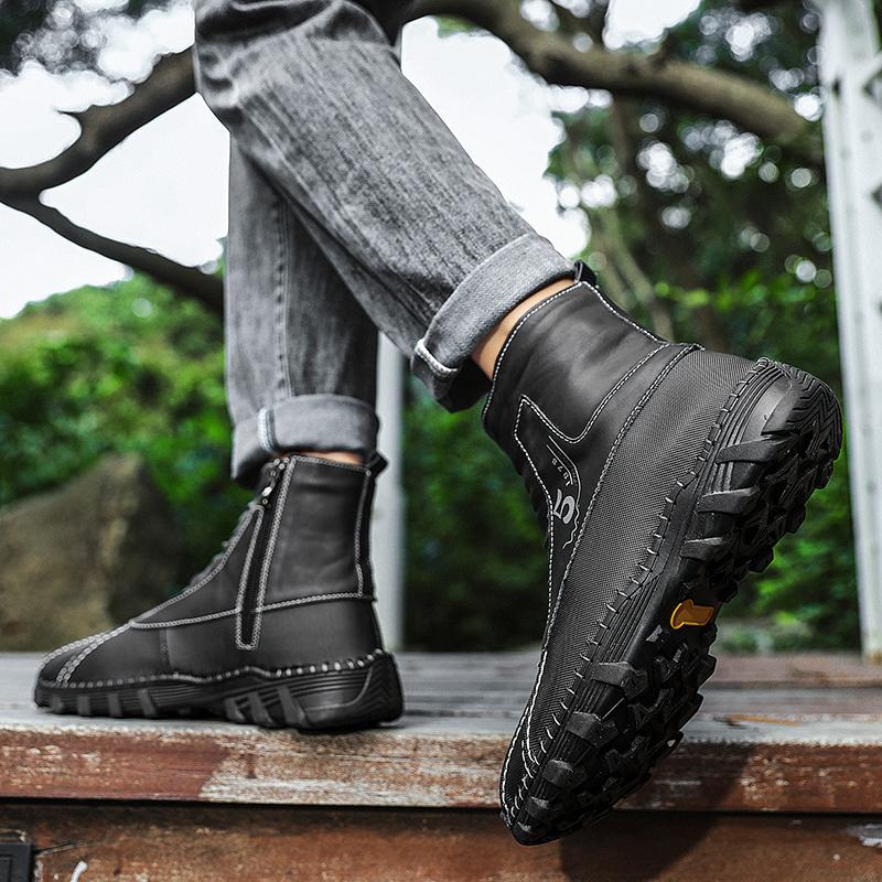 Men’s  Rubber Boots & Galoshes Hiking Boots Khaki Casual Retro Men’s Outdoor Wide Shoes Boots Plus Size Anti Slip