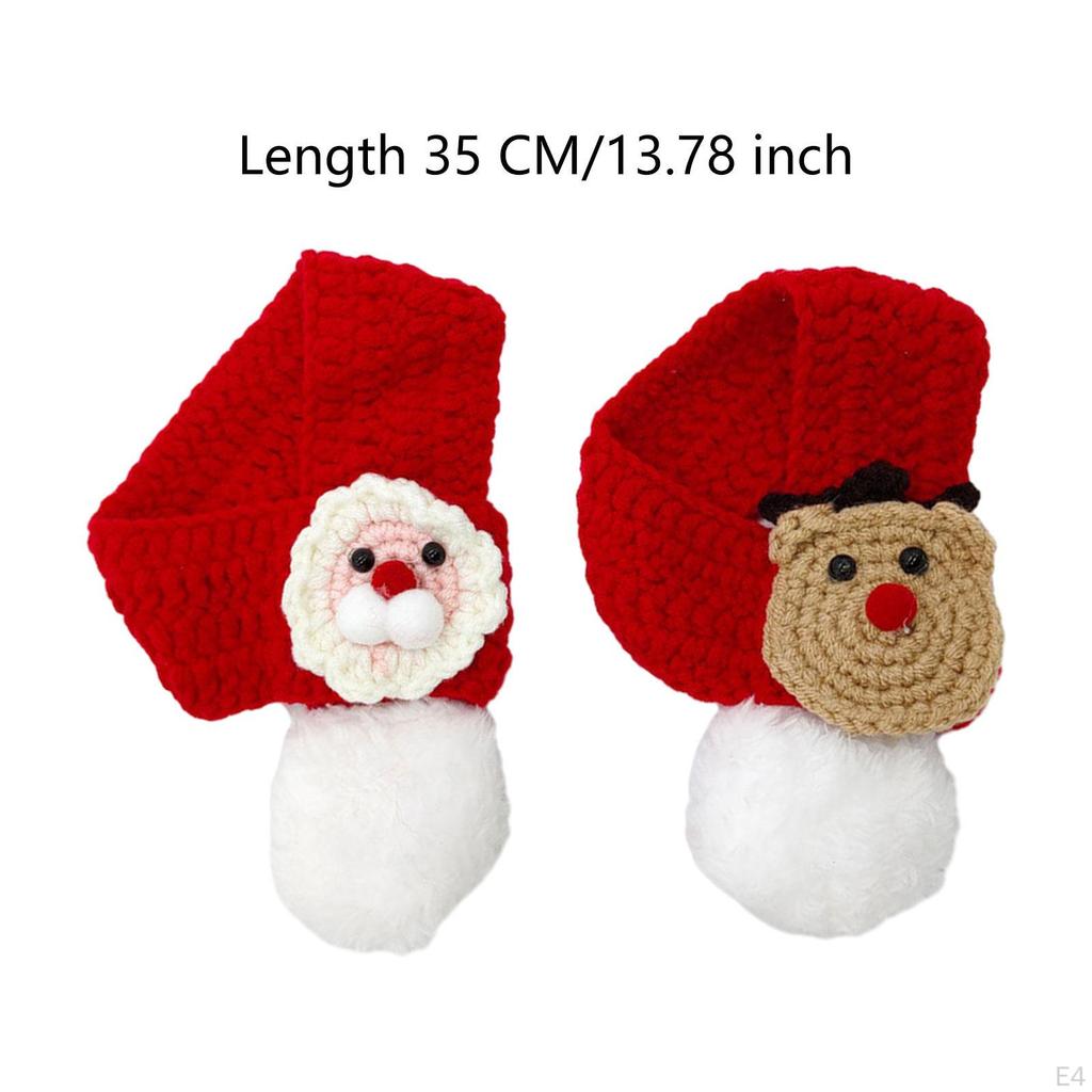 Christmas Knitted Pet Scarf Cats Collar Costume Red Neckwear Accessory