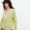 MO&Co. Women's Wool Cashmere Blend Faux Two-Piece Long Sleeve Knitted Cardigan MBF1CAR019