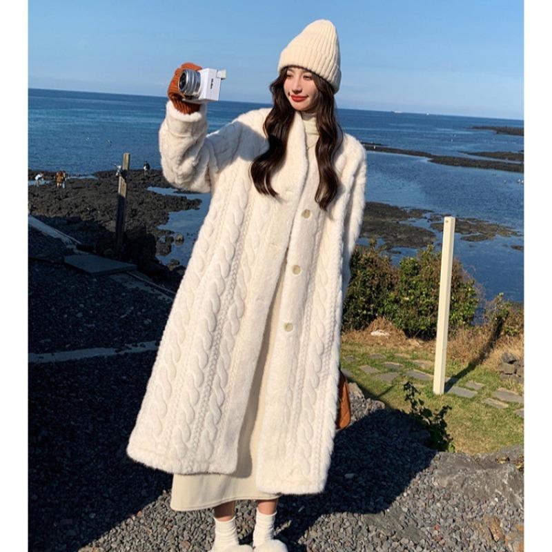 

Mink plush jacket long lazy wind loose fur twist mink plush coat femininity cardigan L