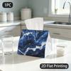 1pc Tissue Box, Fluid Art Deep Blue Golden Agate Luxurious Pattern, 2D Flat Printing, Lightweight, Machine Washable, Napkin Box, for Dormitory, 2D Fla
