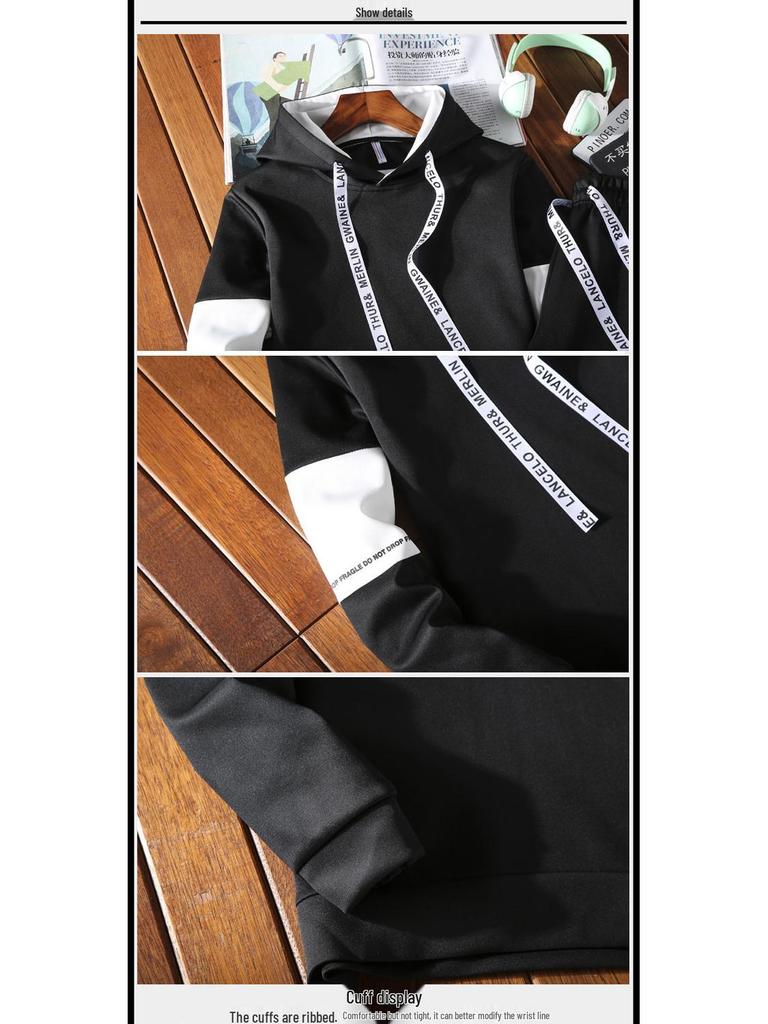 Men's Trendy Spring & Autumn Casual Suit: Stylish Korean Jacket & Sweater Set