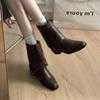 Fashion 2025 Winter Vintage Women Knee High Boot Concise Slip On Thick Heel Shoes Square Toe Knight Long Booties