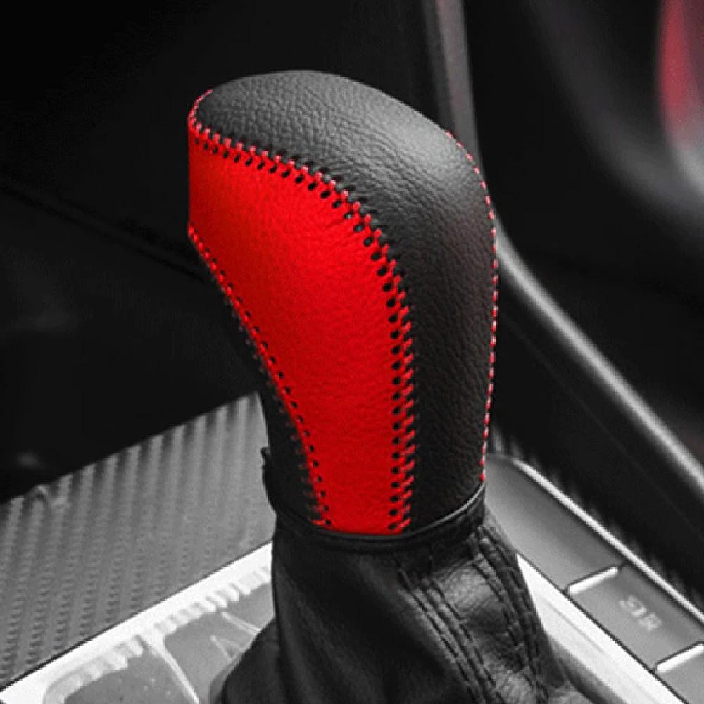 Car Gears Head Shift Knob Cover for Volkswagen VW Tiguan L MK2 2017 2018 2019 2020 2025 Gear Shift Collars Leather Accessories