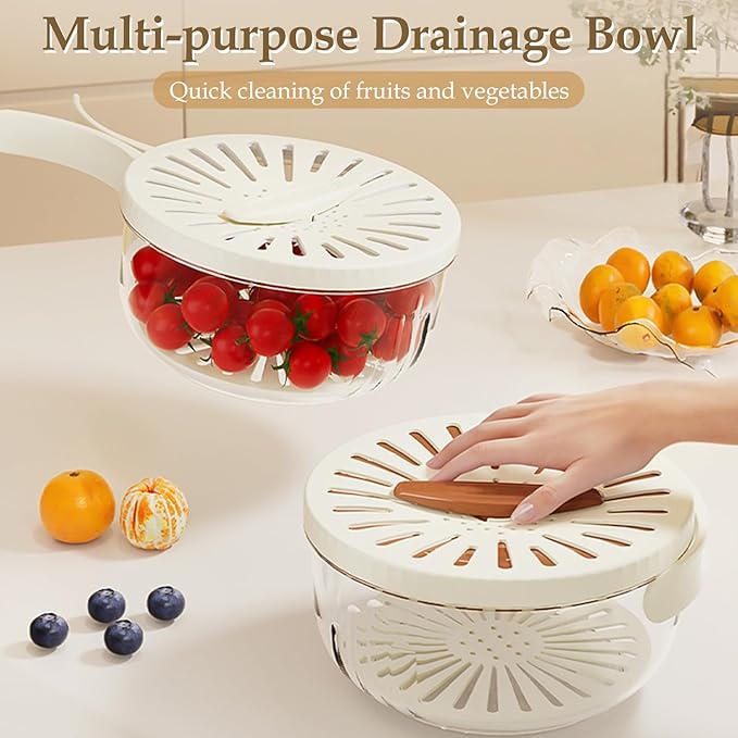 Draining Basket with Lid,  with Collapsible Handle,Portable Food Storage Container