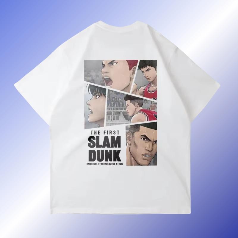 Large Cotton Men's Japanese Anime 2025 Slam Dunk Master Printed Short Sleeve T-shirt Summer Casual Loose T-shirt Top Clothing