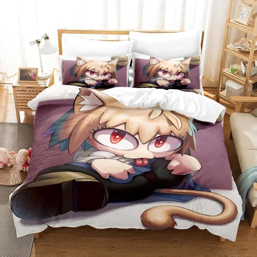 Set da letto cartoni animati stampati in 3D Melty Blood Neco Arc Singolo Piazza e mezza Matrimoniale King Size Set da letto Camera da letto per adulti e bambini Set copripiumino