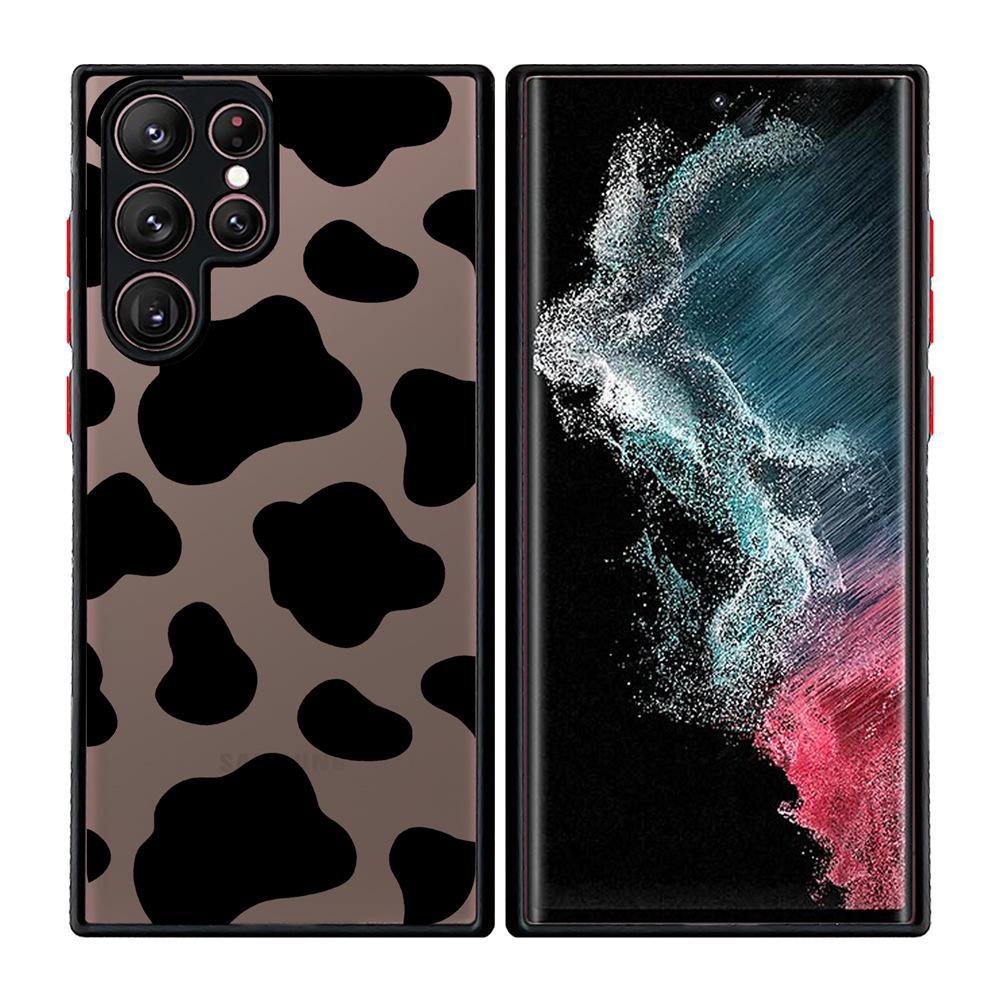 "Capa 2 em 1 para Celular com Estampa de Coração de Leopardo Pintado e Toque de Pele para Samsung S25 Ultra"