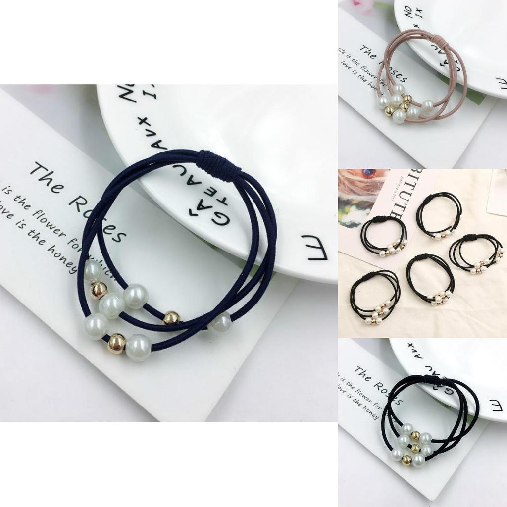 Korean Version Of The Three-strength Rubber Band High-elastic Pearl Head Rope For Women And Girls