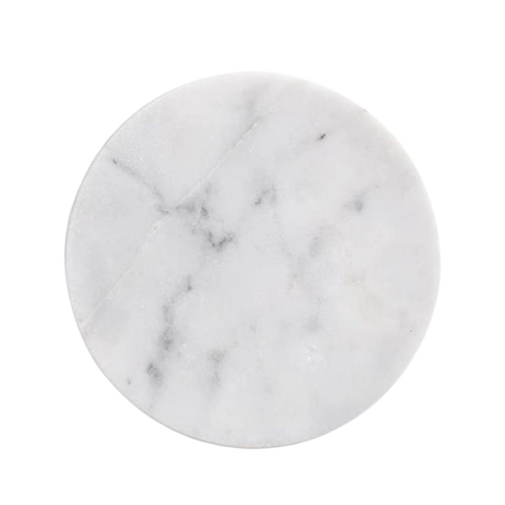 Ideamall Marble Plate, Coaster, Tray, Multifunctional, Stylish, 10cm (White, Circle)
