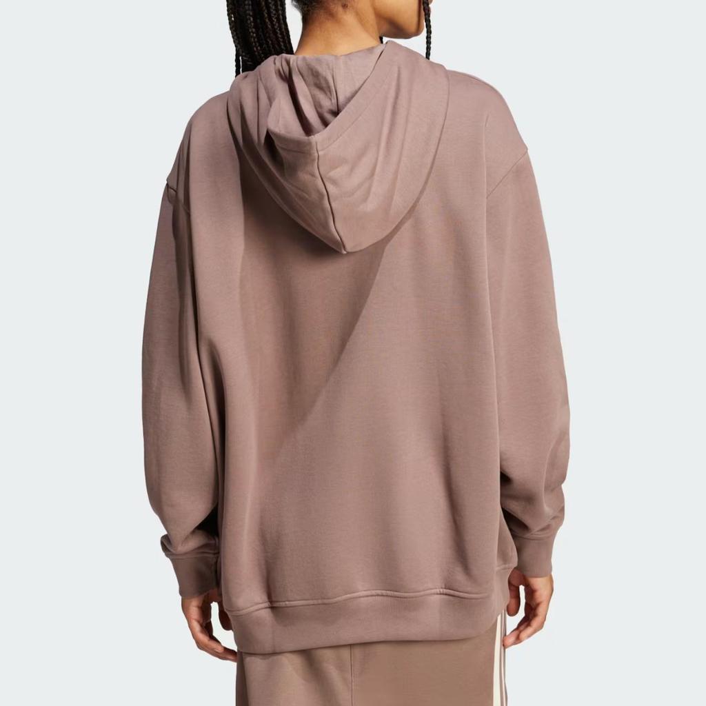 adidas Originals Loose Fit Hooded Long Sleeve Pocket Pullover Sweatshirt Women Sweatshirt Brown JC8981