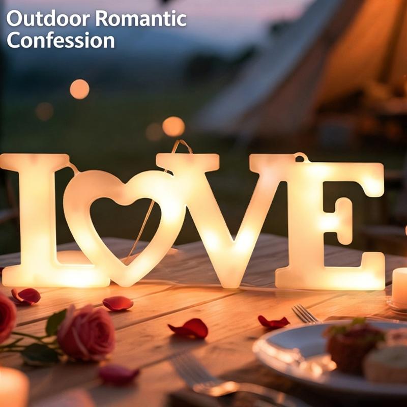 LED Illuminated LOVE Letter Sign Shatterproof PVC Glowing LOVE Letter Decoration for Wedding Valentine's Day Anniversary