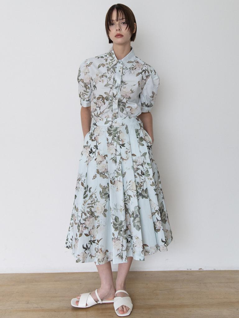Stay With Me Rosevine Pleated Skirt_Sky Blue