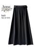 Korean Style 2024 Women's High Waist A-Line Midi Skirt