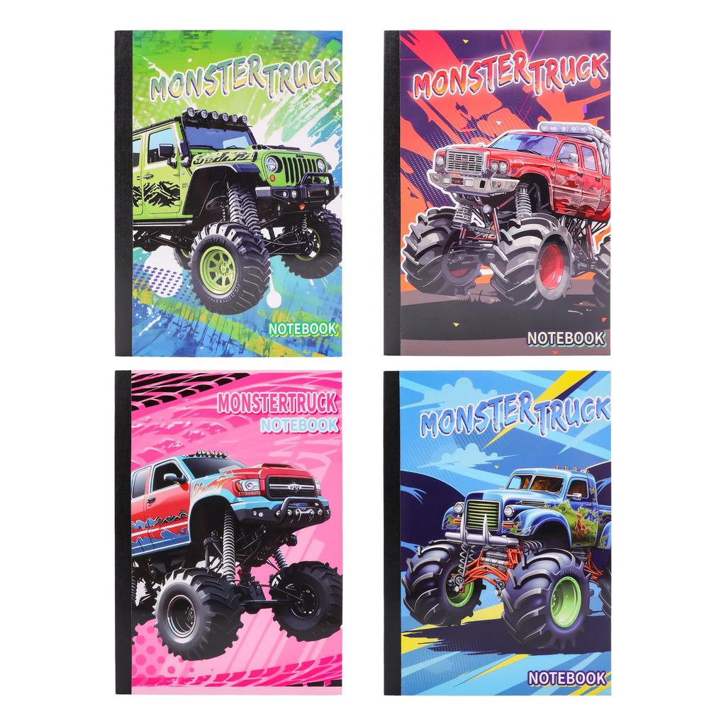 Racing-Themed Monster Truck Portable Ruled Notebook
