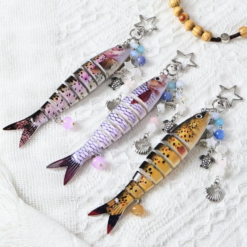 Artificial Fish Baits Keychains Lightweight Phone Lanyard Charm Accessory Unisex Bag Decoration For Outdoor Enthusiasts