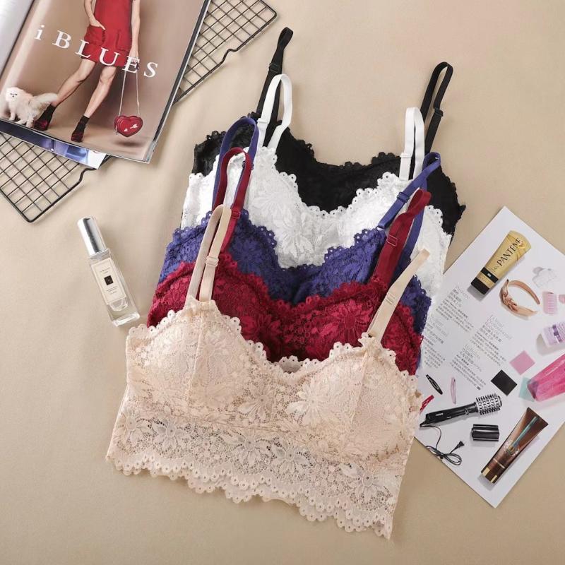 Women Bralette Sexy Push Up Underwear Lace Seamless Crop Top Bra  Ladies Tube Top Women's V-Neck Lingerie Female Sports Bra