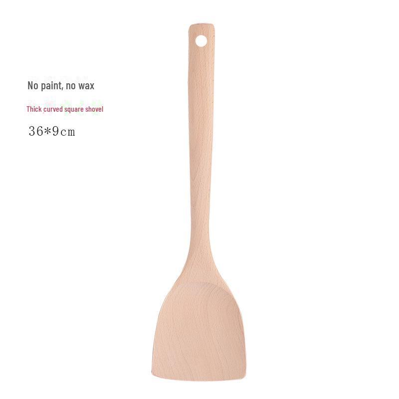 Unpainted Wooden Shovel and Spoon Kitchen Set with Long Handle and Non-stick Pan Shovel