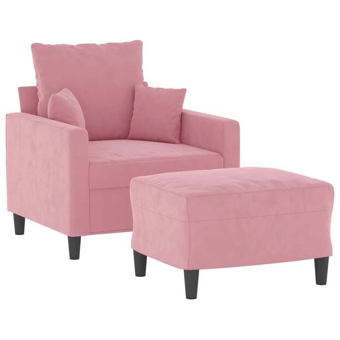 VidaXL Fauteuil avec repose-pied Rose 60 cm Velours, canapé, fauteuil, fauteuil TV, canapé simple, siège, canapé relax, 3201100
