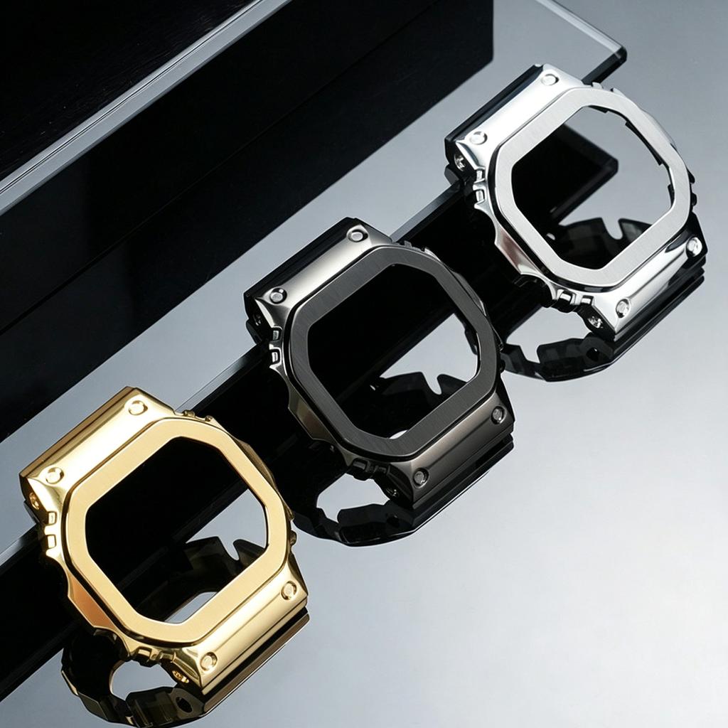 New Mod Kit Accessories for Casio Small Square Watch 3578 GW-BX5600 Metal Case Bezel Stainless Steel Strap Men Black/Gold/Silver