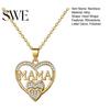 Alloy Jewelry Mothers Day Gift Necklace Rhinestone Heart-Shaped Pendant Anti-Oxidation Heart Charm Mother Clavicle for Daily Wear Gifting
