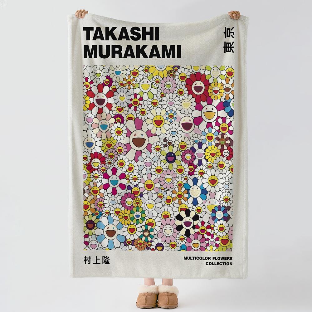 Couverture Jetée Douce Chaude en Flanelle Artiste TTakashi MMurakami Jetée Polyvalente pour Lit Canapé Bureau Climatisation Couverture de Sieste