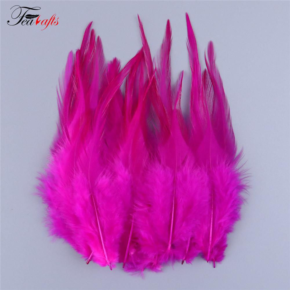

100pcs Rooster Feather Plume For Jewelry Making Pink Fly Tying Plumas Wedding Dress Decorative Dream Catcher Feathers DIY Crafts 100pcs ярко-розовый