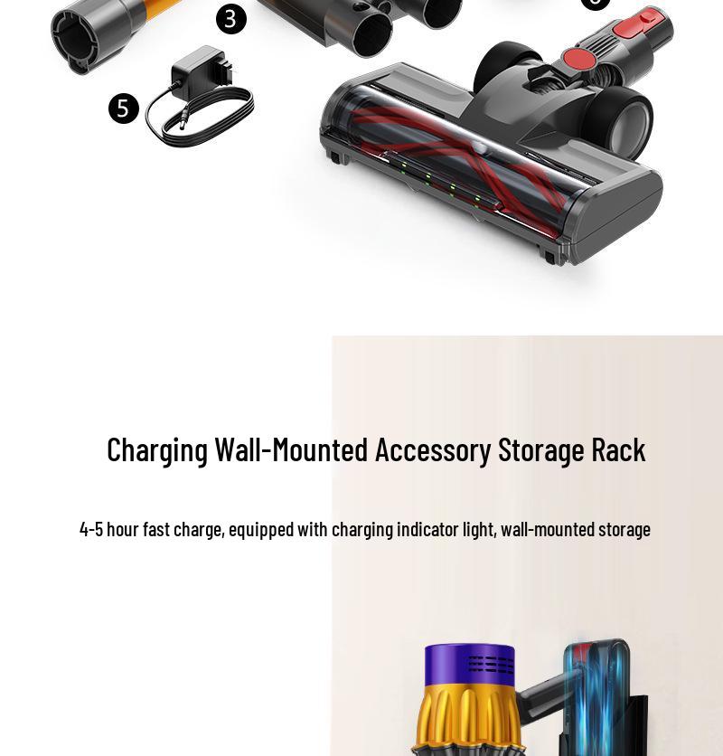 Cross-border 650W Brushless 40KPa Wet & Dry Anti-Tangle Handheld Vacuum with Green Light Dust Display