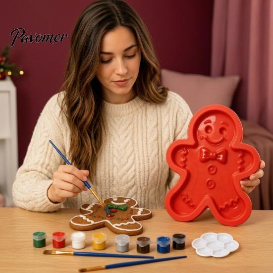 Artistic Garden Ornament Mold Christmas Stepping Stone Mold, Silicone Tree Santa Wreath Gingerbread Man Design, Resin Art Supplies for Beginners
