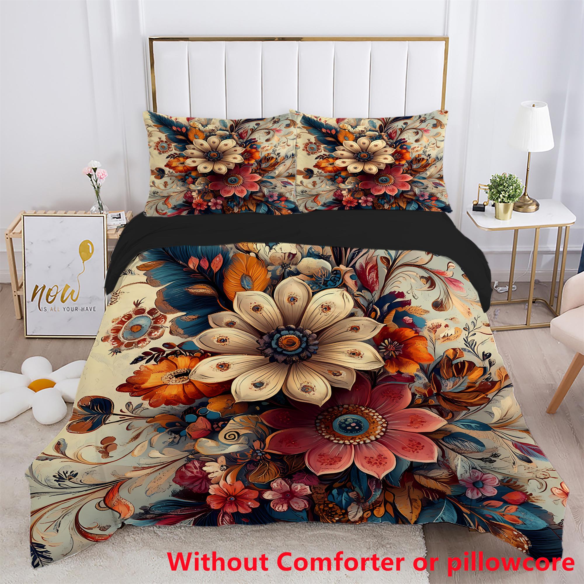 

Богемный Мандала Цветочный 3D Принт Постельное Белье Набор Пододеяльники Винтажный Цветочный Пододеяльник Полиэстер Покрывало Чехол и Наволочки EU single(135x200cm)