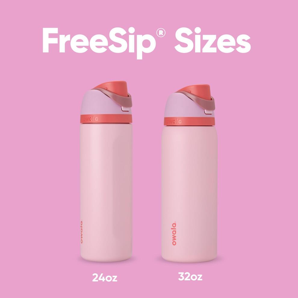 Owala FreeSip Isolierte Edelstahl-Wasserflasche mit Strohhalm für Sport und Reisen BPA-freie Sport-Wasserflasche 32 oz Rosa Angel Food Cake