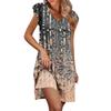 Womens Summer Dress Ruffle Sleeve V Neck Short Dresses Fashion Casual Flowy A Line Swing Sundress With Pocket