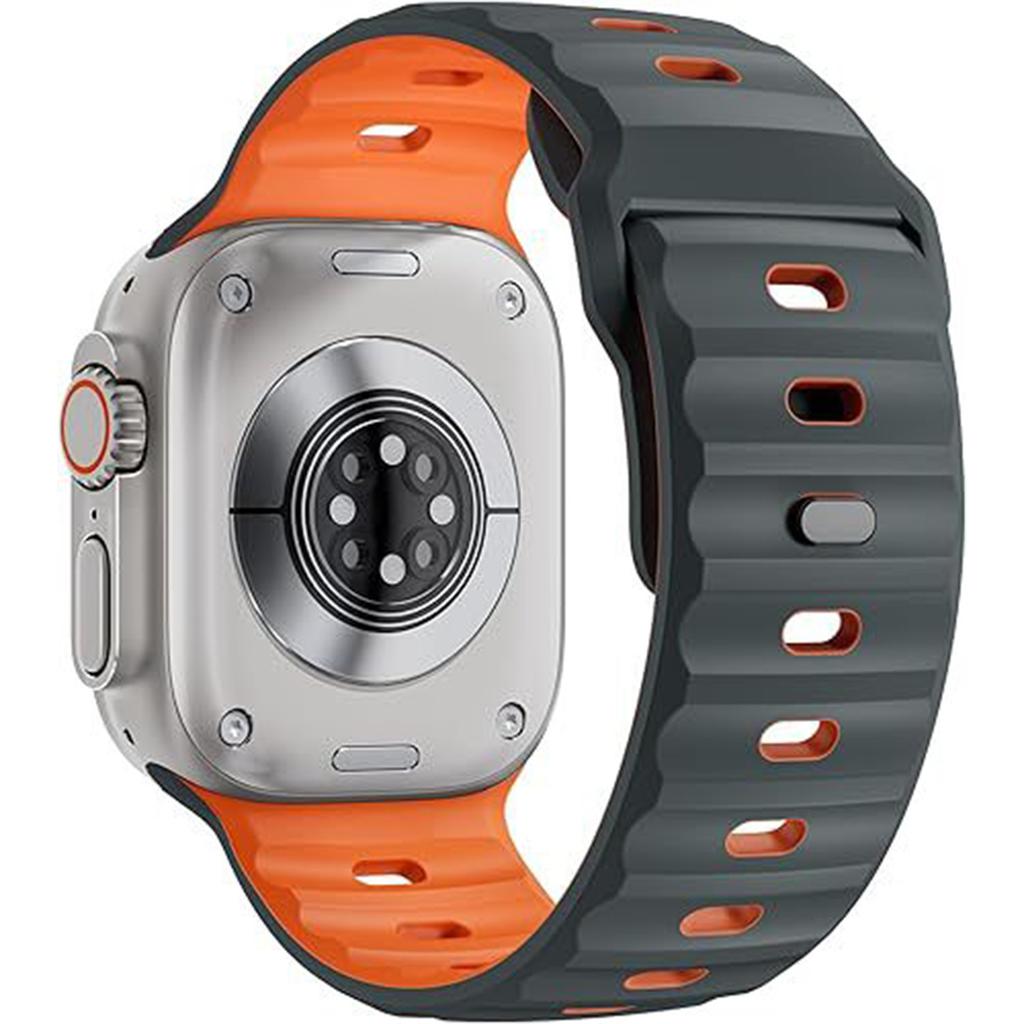 KALEBOL Mecha Silicone Strap for Apple Watch Ultra 3 2 1 49mm/Series 11 10 46mm/9 8 7 45mm/SE3 SE2 SE 6 5 4 44mm/3 2 1 42mm Dual Color Watch Band