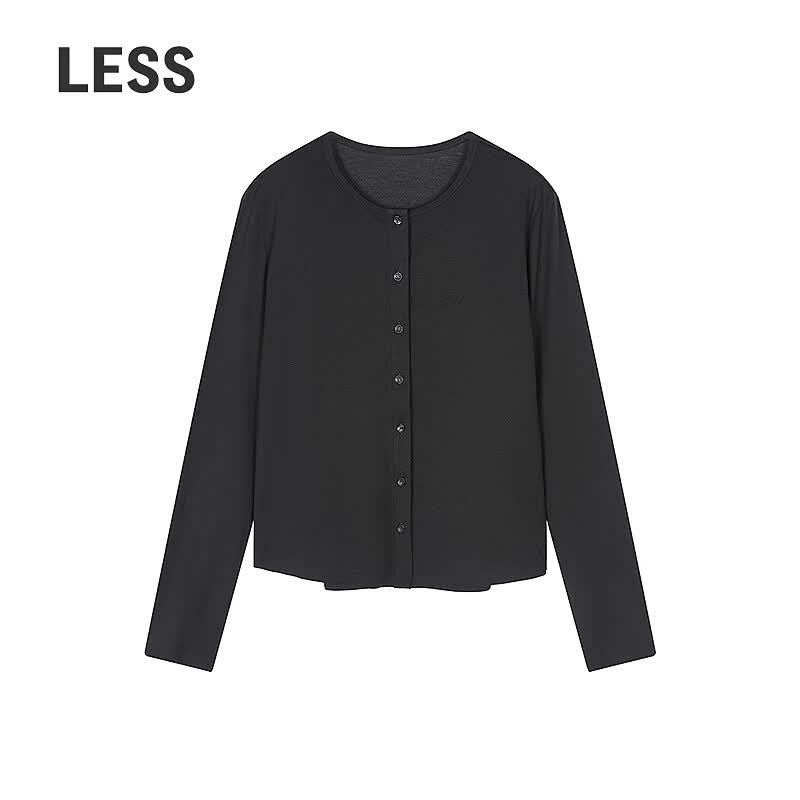 Less 2026 Autumn Short Round Neck Long Sleeve T-Shirt