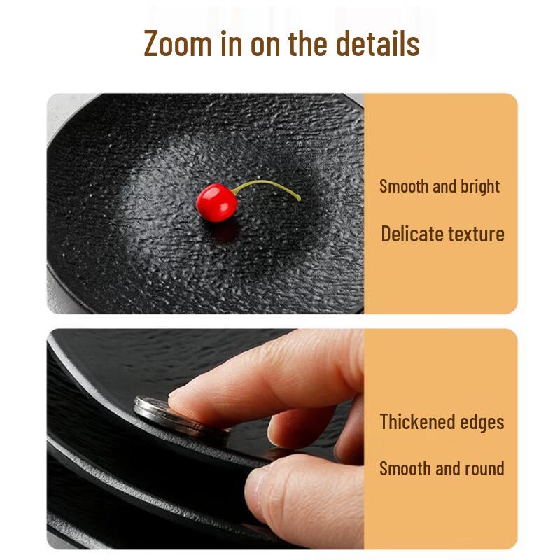 Sheci Melamine Dinner Plates - Black Stone Grain