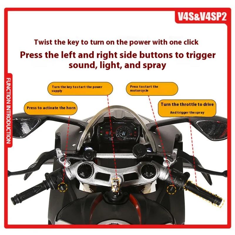 1/6 Ducati V4SP2 Rennmotorrad Legierung Druckgussmodell Dynamischer Kupplungsornament Spielzeug für Jungen Geburtstagsgeschenk für Freunde