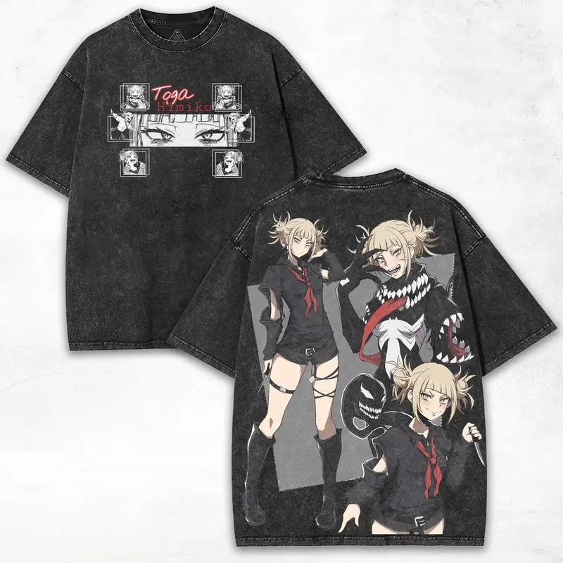 2026 Anime My Hero Academia T-shirt Toga Himiko Washed Oversized T Shirt Men Women Clothing Casual Short Sleeve Polyester Tees Tops