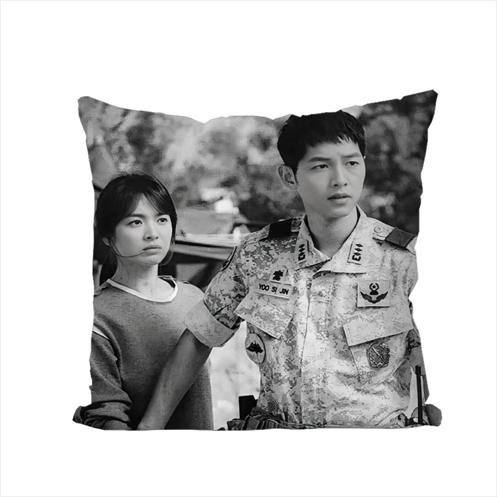 

DDescendants Of The Sun Pillow Case For Car Sofa Decorative Home Doublesided Print Plush Square Throw Pillow Cushion Cover 30x30cm