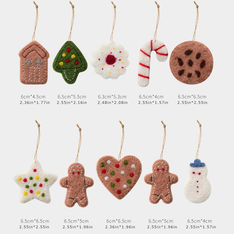 Christmas Gingerbread Man Hangable Ornament 10X Different Felt Gingerbread Christmas Decor Gingerbread Christmas Decor