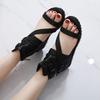 Fashion Vintage Wedges Roman Shoes for Women's Summer Peep Toe High Top Cool Boots Buckle Belt Back Zipper Cover Heeled Sandals