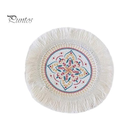 Descanso de Panela Antiderrapante para Cozinha, Jogo Americano Tecido de Algodão Estilo Boho, Jogo Americano de Mesa com Franjas de Borla para Pratos de Jantar, Jogo Americano Lavável a Quente, Suporte de Panela Resistente para Pratos Quentes,
