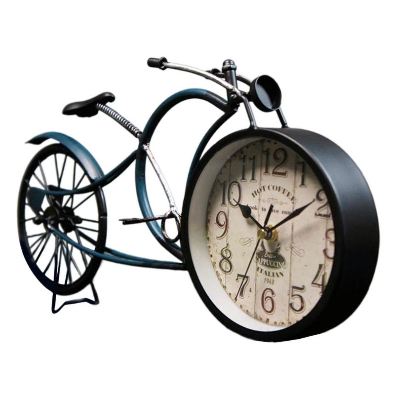 Ceas Model Bicicletă Retro, Fabricat Artizanal din Fier, Ceas de Masă Creativ Model Bicicletă, Ceas cu Alarmă pentru Iubitorul de Decorațiuni Vintage