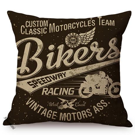 1986S Vintage Motorcycle Style Cushion Cover Letter Poster Cool Punk Cartoon Decorative Linen Car Sofa Throw Pillow Case Cojines