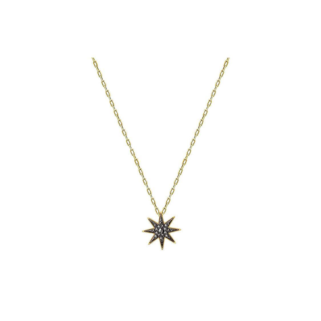 Swarovski Fashion Firework Star Minimalist Design Gold-Plated Crystal Necklace Women necklace 5218397 Black,F
