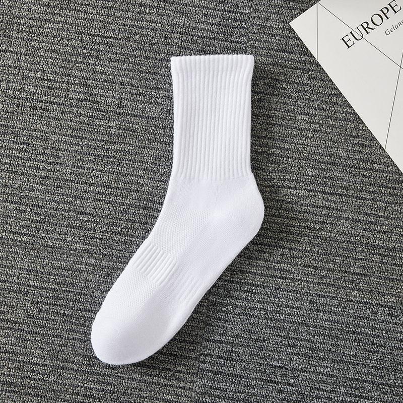 White Ribbed Long Socks -MTNC Comfortable and Breathable Casual Wear 5 pairs of socks