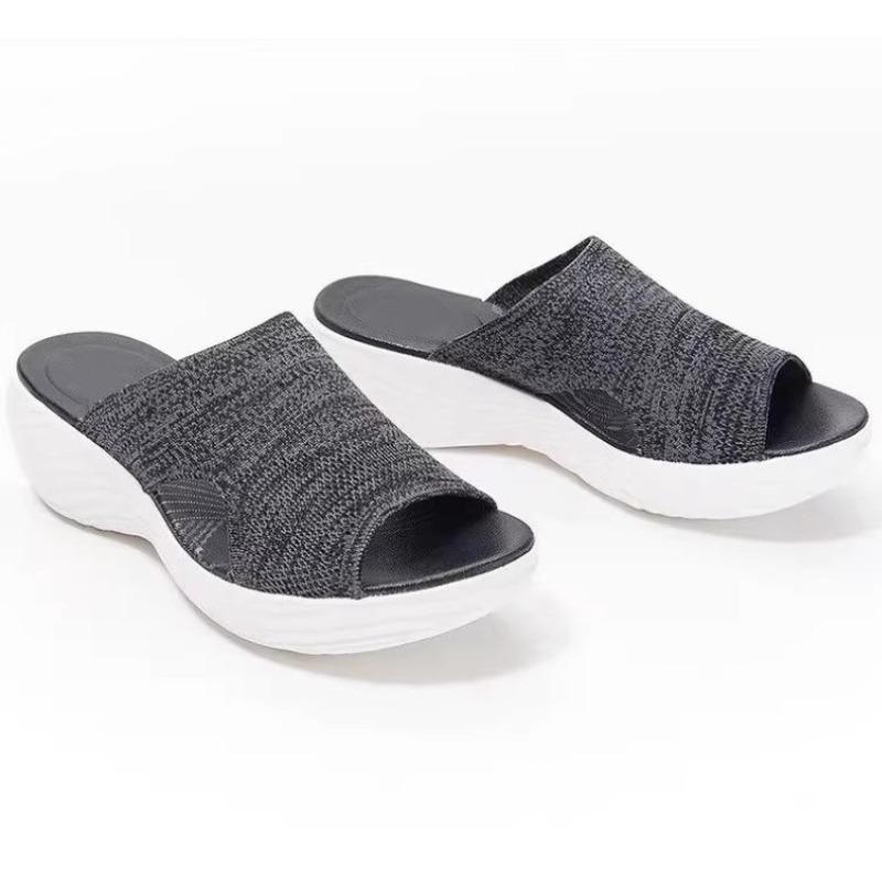 Fashion Women Slippers Elastic Shoes 2025 New Summer Women Slippers Lightweight Slip on Heeled Sandals Female Slides Women Flats Sandals