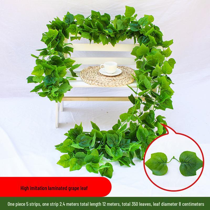 Rattan Pothos Artificial Leaf Vine for Indoor AC and Water Pipe Decoration